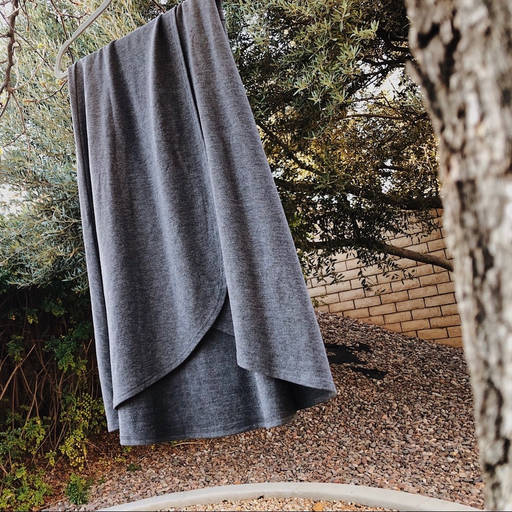 NEVER WORN Soft grey faux wrap midi skirt